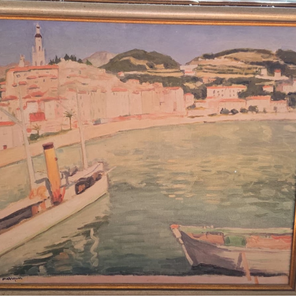 Scenic Coastal Painting with Gold Frame